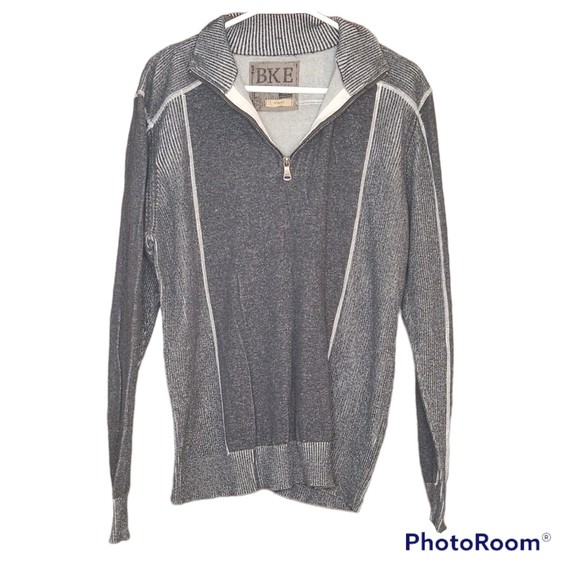 BKE Men’s Grey Casual Slim Fit Quarter Zip Sweater Size XL - Picture 1 of 4